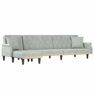 Sofa rozkładana L, jasnoszara, 271x140x70 cm, aksa - Narożniki - miniaturka - grafika 1
