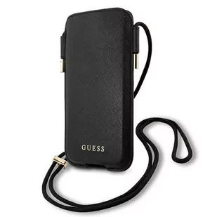 Guess Saffiano Pouch - Torebka na telefon S/M max 6.1" czarny - Etui i futerały do telefonów - miniaturka - grafika 3