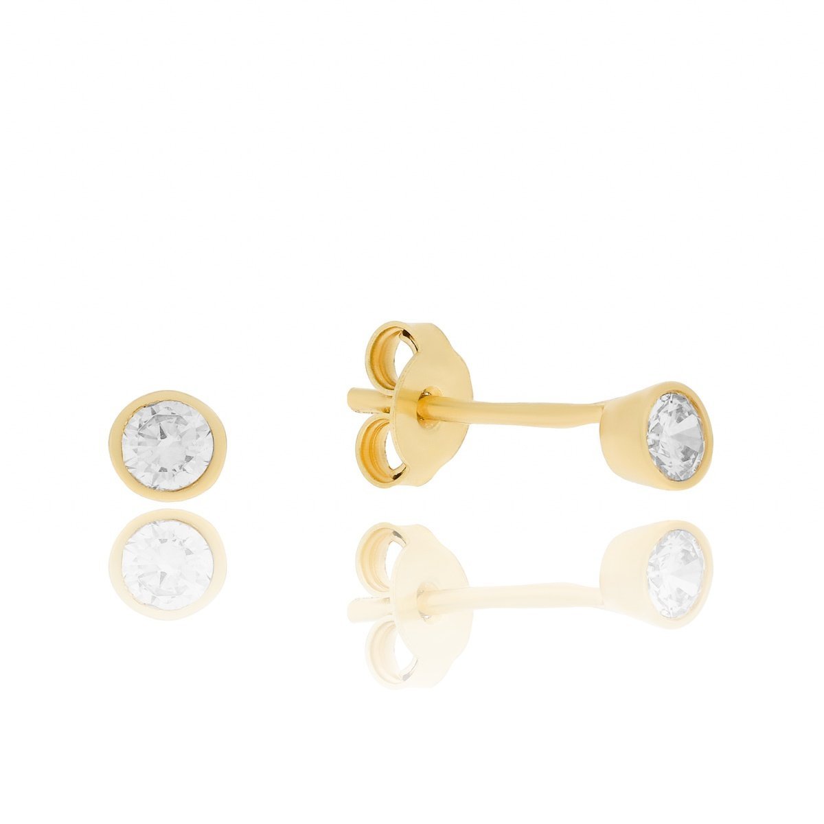 Złote kolczyki okrągłe sztyfty z cyrkonią pr. 333