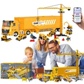 Samochody i pojazdy dla dzieci - ZABAWKOWY ZESTAW BUDOWLANY DLA DZIECI – 6w1 Ciężarówka, Walec, Spychacz, Dźwig + Akcesoria NA URODZINY I ŚWIĘTA + EBOOK-2 - miniaturka - grafika 1