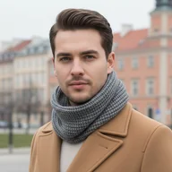 Apaszki i szaliki męskie - Komin Męski Szary szal Wełniany Alpaka - miniaturka - grafika 1