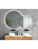 Lustra - Zestaw okrągłe lustro w lustrze w ramie mdf z podświetleniem - DOTTI LED, Wymiary: 60x92  ( fi60+fi43) - miniaturka - grafika 1