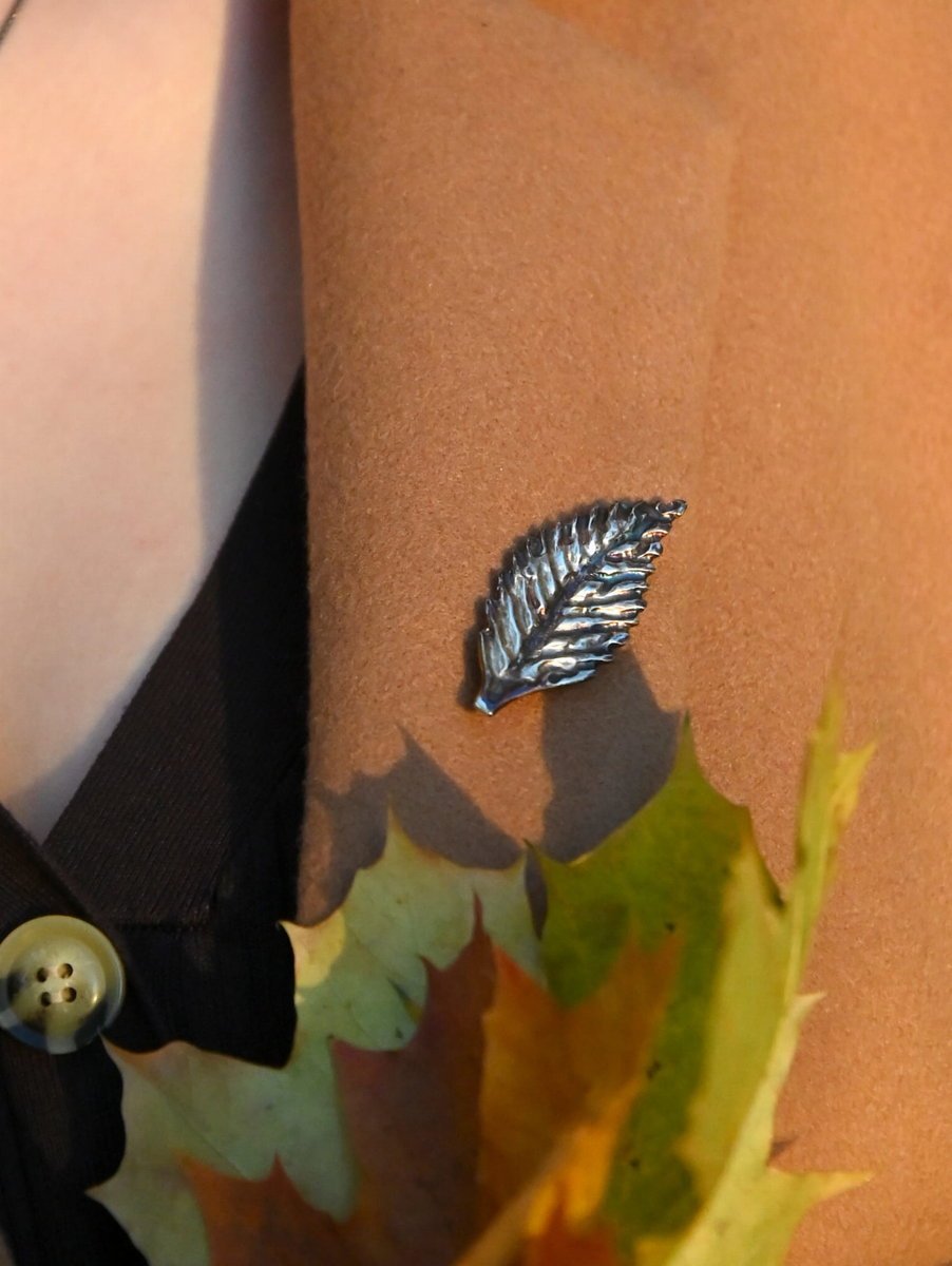 Skrzydłokwiat - broszka srebrna brązowa duża