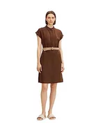 Sukienki - TOM TAILOR Damski sukienka lniana z paskiem 1031719, 29521 - Chocolate Brown, 36 - miniaturka - grafika 1