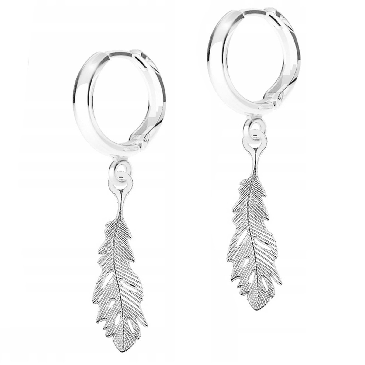 Kolczyki Srebrne Ozdobne Pióra Piórka z Piórkami Piórem Liście SREBRO 925
