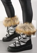 Śniegowce damskie - Srebrne Śniegowce z Futerkiem Cerrida - miniaturka - grafika 1