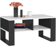 Ławy i stoliki kawowe - Ława z lamelami o półkami czarny + biały F4-T40 - miniaturka - grafika 1