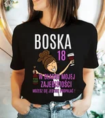 Koszulki i topy damskie - damska koszulka na 18 urodziny boska 18 - miniaturka - grafika 1