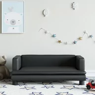Meble do sypialni - vidaXL Sofa dla dzieci, czarna, 80x45x30 cm, sztuczna skóra - miniaturka - grafika 1
