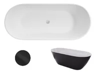 Wanny - Wanna Wolnostojąca Besco Moya Black&White 170 + klik-klak czarny czyszczony od góry - miniaturka - grafika 1