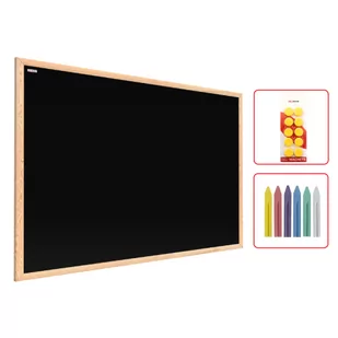 Zestaw dziecięcy nr 5  - Tablica kredowa magnetyczna 60x40 cm w ramie drewnianej + 10 szt. żółtych magnesów + opakowanie kolorowej kredy 6 szt. - Tablice dla dzieci - miniaturka - grafika 1