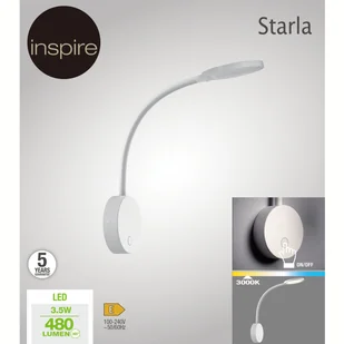 Kinkiet Starla biały LED Inspire - Pozostałe oświetlenie - miniaturka - grafika 1