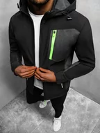 Kurtki męskie - KURTKA SOFTSHELL PRZEJŚCIOWA MĘSKA Z KAPTUREM CZARNA OZONEE JS/HM188/1 - Ozonee - miniaturka - grafika 1