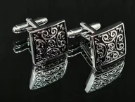 Spinki do mankietów i krawatów - Spinki do mankietów wzór srebrne kwadraty - miniaturka - grafika 1