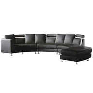 Sofy i kanapy - Beliani Sofa półokrągła 7-osobowa skórzana modułowa czarna ROTUNDE 2850 - miniaturka - grafika 1