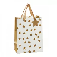 Opakowania i torebki na prezenty - Torba prezentowa złote gwiazdy 32 x 26 x 12 cm - miniaturka - grafika 1