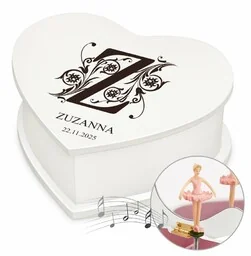 Szkatułka na biżuterię w kształcie serca z pozytywką i nadrukiem dla niej na imieniny urodziny - Pozytywki dla dzieci Szkatułka na biżuterię w kształcie serca z pozytywką i nadrukiem dla niej na imieniny urodziny - Pozytywki dla dzieci - miniaturka - grafika 1