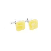 Spinki do mankietów i krawatów - Spinki do mankietów Żółty Bursztyn kwadratowy (S470) Srebrne [925] - miniaturka - grafika 1