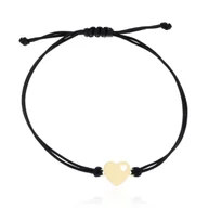 Bransoletki - Bransoletka czarny sznurek serduszko w złotym sercu pr.585 - miniaturka - grafika 1