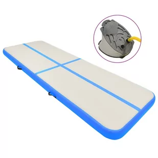 VidaXL Mata gimnastyczna z pompką, 400x100x20 cm, PVC, niebieska - Maty do ćwiczeń - miniaturka - grafika 1