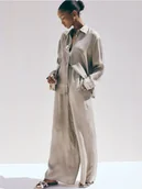 Spodnie damskie - Reserved - Spodnie palazzo z lyocellem - ciemnozielony - miniaturka - grafika 1