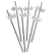 Słomki do napojów - Słomki Papierowe Brokatowe Srebrne Korona 6Szt - miniaturka - grafika 1