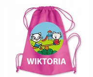Plecaki worki - Różowy Worek Szkolny Workoplecak Do Przedszkola Szkoły KICIA KOCIA +IMIĘ #5 - miniaturka - grafika 1
