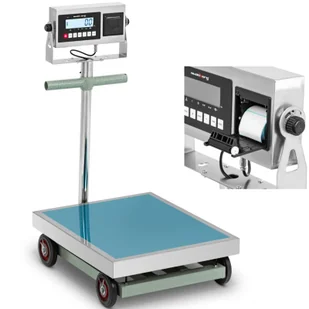 Waga platformowa z drukarką etykiet na kółkach LCD 60 x 50 cm 600 kg / 100 g - Wagi specjalistyczne - miniaturka - grafika 1