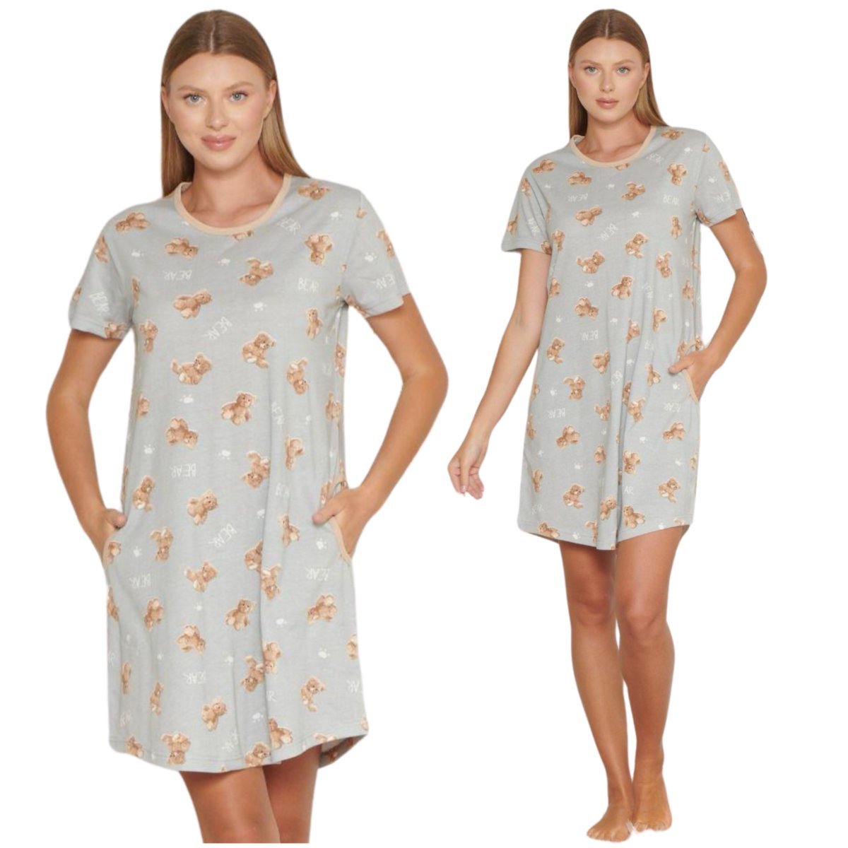 KOSZULA NOCNA DAMSKA MORELLA BAWEŁNIANA KRÓTKI RĘKAW KRÓTKA LETNIA WYGODNA ELEGANCKA KOBIECA PRZED KOLANO XL