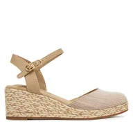 Espadryle damskie - Espadryle Tommy Hilfiger Chambray Mid Wedge Espad FW0FW08477 Beżowy - miniaturka - grafika 1