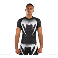 Kimona, stroje i obuwie - Venum Rashguard Krótki Rękaw Short Sleeve No Gi Black/White - miniaturka - grafika 1
