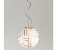 Lampy sufitowe - SIRU - Żyrandol na lince CARTESIO 1xE27/60W/230V złoty/biały szkło weneckie - miniaturka - grafika 1