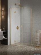 Kabiny prysznicowe - New Trendy Nesta Gold Brushed kabina 110x80x200 cm lewa wspornik równoległy złoto szczotkowane/szkło przejrzyste K-4419 - miniaturka - grafika 1