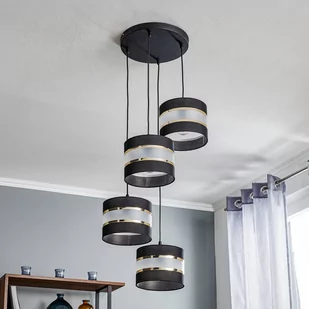 Lampa wisząca Helen czarno-złota okrągła 4-pkt. - Lampy sufitowe - miniaturka - grafika 2