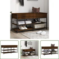 Szafki na buty - The Living Store Ławka na buty dąb brązowy 100x42,5x50 cm Materiał drewnopochodny - miniaturka - grafika 1