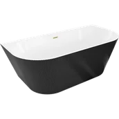 Wanny - Mexen Oris wanna wolnostojąca przyścienna ryflowana 170 x 80 cm, biała/czarna, przelew złoty szczotkowany - 52871708075-55 - miniaturka - grafika 1