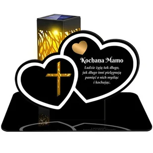 ZNICZ SOLARNY LED WIECZNY PODSTAWKA NA CMENTARZ GRÓB lampka Serce 3D DLA MAMY - Lampiony i znicze - miniaturka - grafika 1