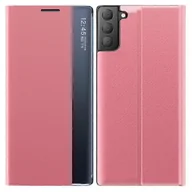 Etui i futerały do telefonów - Kompatybilny z Samsung Galaxy S21 FE View Etui na telefon Skórzana powłoka ochronna zapobiegająca upadkowi ze stojakiem Różowy - miniaturka - grafika 1