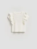 Bluzki dla niemowląt - Reserved - Bluzka z falbanką - złamana biel - miniaturka - grafika 1