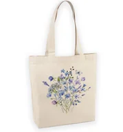 Torby i wózki na zakupy - Torba bawełniana z nadrukiem błękitne kwiaty - miniaturka - grafika 1