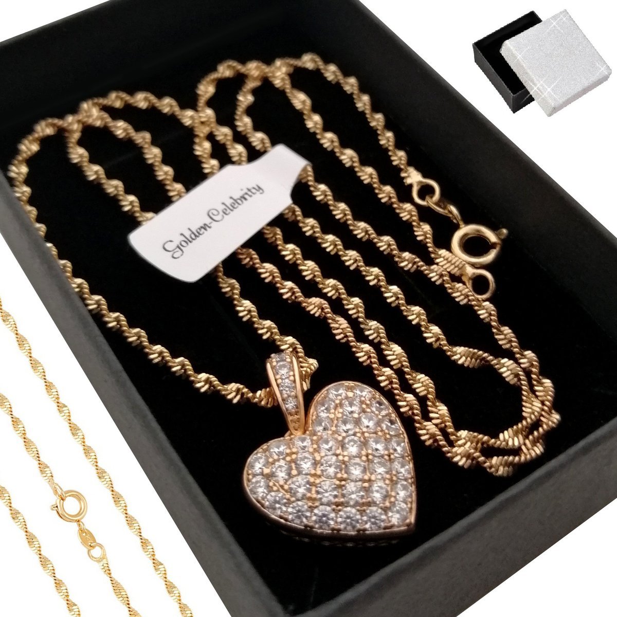 Złoty Singapur Skręcany 60Cm + Serce Prezent