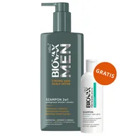 Zestawy kosmetyków męskich - Biovax Men Strong Hair & Scalp Detox, szampon 2w1 do włosów i zarostu, 200 ml + szampon do włosów i skóry głowy, 50 ml gratis - miniaturka - grafika 1