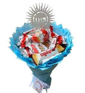 Bukiet ze slodyczy Kinder dla dziecka. Prezent na Urodziny, Imeniny, Dzień Dziecka, KOMUNIA, - Zestawy upominkowe Bukiet ze slodyczy Kinder dla dziecka. Prezent na Urodziny, Imeniny, Dzień Dziecka, KOMUNIA, - Zestawy upominkowe - miniaturka - grafika 1