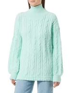 Swetry damskie - Aleva Damski sweter z golfem Twist modny akryl delikatny miętowy rozmiar XS/S, Delikatna mięta, XS - miniaturka - grafika 1