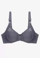 Biustonosze - Granatowy Ażurowy Biustonosz z Regulowanymi Ramiączkami Zapinany na Haftki Missana - miniaturka - grafika 1