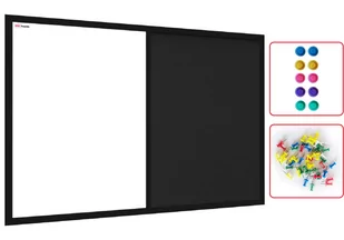 Tablica Combi Korkowa Czarny Korek / Biała Magnetyczna 60X40 Rama Drewniana Lakierowana Czarna - Tablice i flipcharty - miniaturka - grafika 1