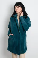 Bluzy damskie - PŁASZCZ DŁUGI WEŁNIANY ALPAKA- ZIELONY - Olika - miniaturka - grafika 1