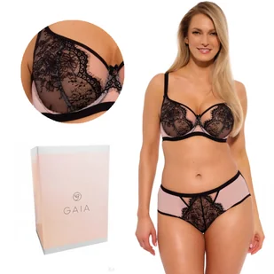Biustonosz balkonetka z koronką GAIA Soft Frida 1274 miękki czarny różowy  80H - Biustonosze - miniaturka - grafika 1