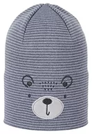 Czapki damskie - Sterntaler Czapka beanie z misiem, uniseks, niebieski melanż, 53 - miniaturka - grafika 1