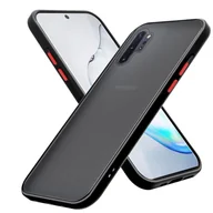 Etui i futerały do telefonów - Etui Cadorabo kompatybilne z Samsung Galaxy Note 10 w kolorze czarnym matowym - czerwone przyciski - etui na telefon komórkowy z silikonem TPU wewnątrz i matowym plastikiem z tyłu - pokrowiec ochronny hybrydowy twardy futerał z tyłu - miniaturka - grafika 1